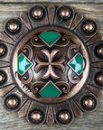 Copper Emerald Green Western Concho W209