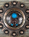 Copper Turquoise Blossom Western Concho W206