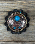 Copper Turquoise Blossom Western Concho W206