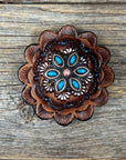 Copper Turquoise Flower Western Concho W207