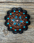 Copper Turquoise Flower Western Concho W207
