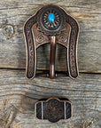 Copper Turquoise Oval Western Concho W179