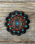Copper Turquoise Oval Western Concho W179