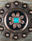 Copper Turquoise Sunflower Western Concho W188
