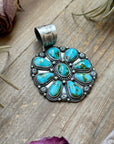 Sterling Silver Sonoran Mountain Turquoise Cluster Pendant – Fits Up to 15mm Beads – Artist Shay Pfeiffer