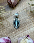 Sterling Silver Black Micarta & Lab Opal Inlay Pendant – Handmade by Artist Shay Pfeiffer