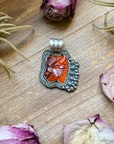 Sterling Silver Autumn Spiny Oyster Buffalo Pendant – Handmade by Artist Shay Pfeiffer