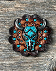 Turquoise Steer Head Western Concho W202