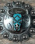 Turquoise Steer Head Western Concho W202