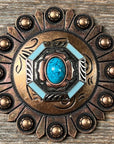 Octagon Turquoise Floral Western Concho W221