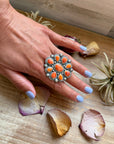Sterling Silver Orange Spiny Oyster Cluster Ring – Size 9 – Artist Shay Pfeiffer