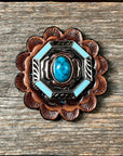 Octagon Turquoise Floral Western Concho W221