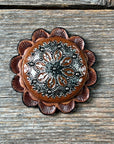 Rust Filigree and Dots Western Concho W233