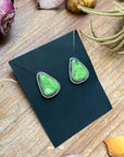 Sterling Silver High Grade Carico Lake Turquoise Stud Earrings – Handmade by Artist Jason Ogg