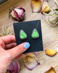 Sterling Silver High Grade Carico Lake Turquoise Stud Earrings – Handmade by Artist Jason Ogg