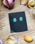 Sterling Silver Sonoran Mountain Turquoise Stud Earrings – Handmade by Artist Jason Ogg