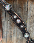 Dark Oil Floral Copper Dot AB One Ear / Breastcollar Tack Set