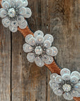 Light Oil Basketweave Tear Drop Flower Clear One Ear Tack Set