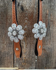 Light Oil Basketweave Tear Drop Flower Clear One Ear Tack Set