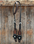 Teal Diamond Turquoise and Clear One Ear - Breastcollar Tack Set