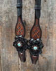 Teal Diamond Turquoise and Clear One Ear - Breastcollar Tack Set