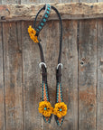 Multi Flower Gardenia & Turquoise One Ear - Breastcollar Tack Set