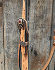 Light Oil Floral Tooled Ruby and Champagne Browband & Breastcollar Tack Set