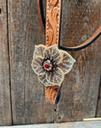 Light Oil Floral Tooled Ruby and Champagne Browband & Breastcollar Tack Set