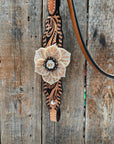 Floral Whipstitch Champagne and Clear Browband - Triangle / Gladiator Breastcollar Tack Set