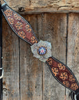 Flower Power Fuchsia, AB and Lilac Browband Headstall & Breastcollar Tack Set