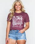 KEEP WALKIN' COWBOY - HEATHER MAROON TEE