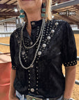 BLACK Vallejo Velvet Button Up