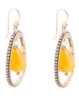 Inline Orange Jade Drop Golden Earrings