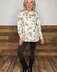 Western riding & cactus printed long sleeve