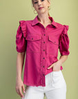 GIGIO DENIM RUFFLE SLEEVE