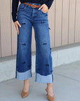 RISEN HIGH RISE CROP WIDE RIBBON DETAIL JEANS