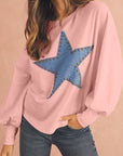 Gossamer Pink Studded Star Graphic Oversized Top