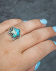 KINGMAN TURQUOISE Starry Stamped Sterling Ring