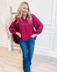 UMGEE Texture Fabric Blouse with Animal Print