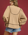 UMGEE Texture Fabric Blouse with Animal Print