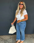 DENIM & PEARLS CROP JEAN