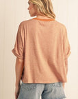 Desert Gold Stud Heart Patch Textured Dolman Top
