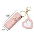 Apricot Pink Portable Lipstick Pocket Heart Keychain