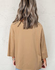 Camel Floral Star Patchwork 3/4 Long Sleeve Top