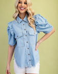 GIGIO DENIM RUFFLE SLEEVE