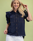GIGIO DENIM RUFFLE SLEEVE