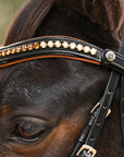 The Tuscany Black Leather Rolled Leather Snaffle Bridle with Removable Flash