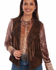 Women's Suede Fringe Vest With Western Silhouette
