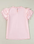 Jessie Layered Ric Rac Cap Sleeve Filled Neck Blouse