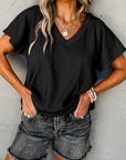 Emerson Crinkled V Neck Wide Sleeve Top